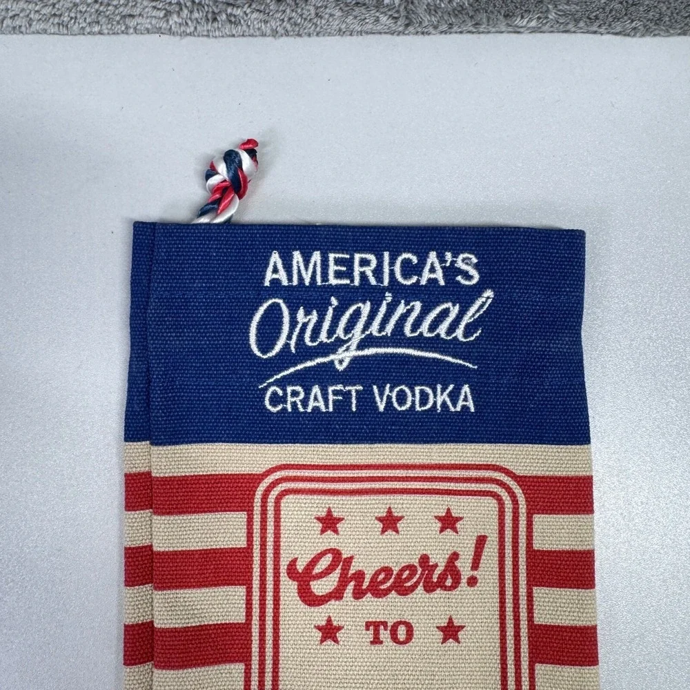 Tito's Handmade Vodka Austin Texas Cloth Drawstring Bottle Sack Bag Patriotic